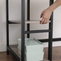 Computertisch Eckschreibtisch L-förmig Regale Büro Greige Schwarz