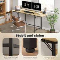 Computertisch klappbar mit ausziehbaren Platten Eiche Schwarz