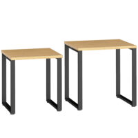 Couchtisch 2er Set mit Metallrahmen Holzoptik für Wohnzimmer