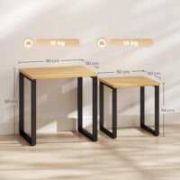 Couchtisch 2er Set mit Metallrahmen Holzoptik für Wohnzimmer