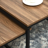 Couchtisch 2er-Set Industriedesign Schwarz mit Holzoptik