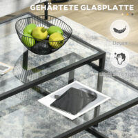 Couchtisch 2er-Set Kaffeetisch Glastisch Schwarz