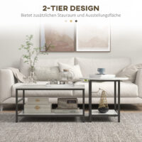 Couchtisch 2er-Set Marmoroptik Wohnzimmer Weiss – Produktfoto zeigt modernes Design, hochwertige Materialien und funktionale Eigenschaften ideal für Wohn- oder Arbeitsbereiche. Perfekt als Einrichtungsinspiration oder zur Produktpräsentation in einem Onlineshop.