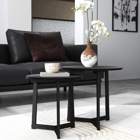 Couchtisch 2er-Set modern Design bis 35kg belastbar Schwarz – Produktfoto zeigt modernes Design, hochwertige Materialien und funktionale Eigenschaften ideal für Wohn- oder Arbeitsbereiche. Perfekt als Einrichtungsinspiration oder zur Produktpräsentation in einem Onlineshop.