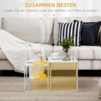 Couchtisch 2er-Set modern Design Stahlgestell Weiss – Produktfoto zeigt modernes Design, hochwertige Materialien und funktionale Eigenschaften ideal für Wohn- oder Arbeitsbereiche. Perfekt als Einrichtungsinspiration oder zur Produktpräsentation in einem Onlineshop.