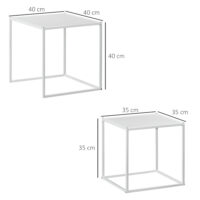 Couchtisch 2er-Set modern Design Stahlgestell Weiss – Produktfoto zeigt modernes Design, hochwertige Materialien und funktionale Eigenschaften ideal für Wohn- oder Arbeitsbereiche. Perfekt als Einrichtungsinspiration oder zur Produktpräsentation in einem Onlineshop.