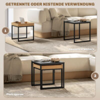 Couchtisch 2er Set modern quadratisch für Wohnzimmer schwarz
