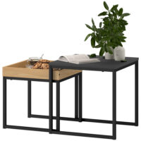 Couchtisch 2er Set modern quadratisch für Wohnzimmer schwarz