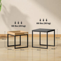 Couchtisch 2er Set modern quadratisch für Wohnzimmer schwarz