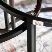 Couchtisch 2er-Set Stahlgestell Hartglas stapelbar Schwarz