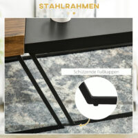 Couchtisch 2er-Set Stahlrahmen Industriedesign Schwarz-Braun