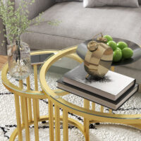 Couchtisch 2er-Set stapelbar Stahlgestell Gold