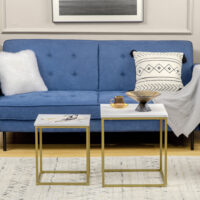 Couchtisch 2er-Set stapelbar Stahlrahmen Weiss-Gold