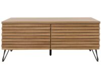 Couchtisch Wohnzimmertisch 3D-Design 2 Schubladen MDF Metall 46x110x55cm natur