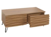 Couchtisch Wohnzimmertisch 3D-Design 2 Schubladen MDF Metall 46x110x55cm natur