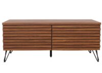 Couchtisch Wohnzimmertisch 3D-Design 2 Schubladen MDF Metall 46x110x55cm Walnuss-Optik