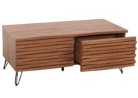 Couchtisch Wohnzimmertisch 3D-Design 2 Schubladen MDF Metall 46x110x55cm Walnuss-Optik