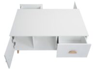 Couchtisch Beistelltisch Sofatisch Schubladen Türen 3D-Design 43x100x60cm weiss