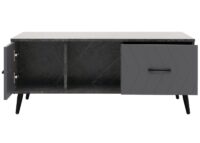 Couchtisch Sofatisch Schubladen Türen Fischgrätenmuster 42x103x60cm Marmor-Optik grau