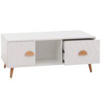 Couchtisch Beistelltisch Sofatisch Fischgrätenmuster 42x103x60cm weiss