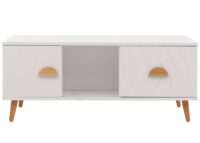 Couchtisch Beistelltisch Sofatisch Fischgrätenmuster 42x103x60cm weiss