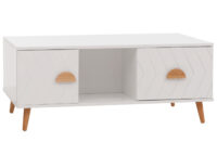 Couchtisch Beistelltisch Sofatisch Fischgrätenmuster 42x103x60cm weiss