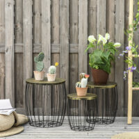 Couchtisch Beistelltisch Set für Garten Outdoor 3-teilig Metall