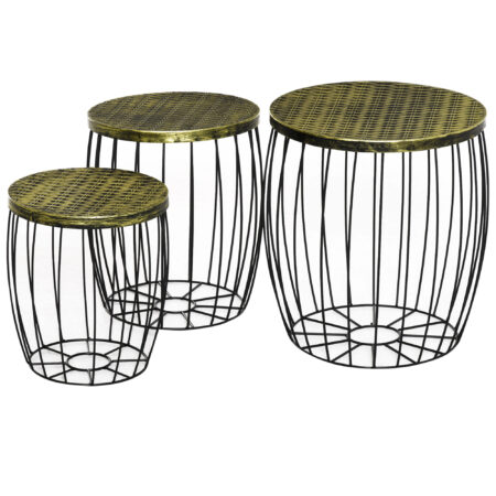 Couchtisch Beistelltisch Set für Garten Outdoor 3-teilig Metall