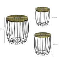 Couchtisch Beistelltisch Set für Garten Outdoor 3-teilig Metall