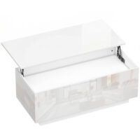 Couchtisch höhenverstellbar mit Stauraum und Schubladen weiss