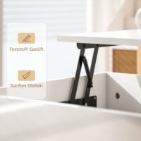 Couchtisch höhenverstellbar mit Stauraum und Schubladen weiss