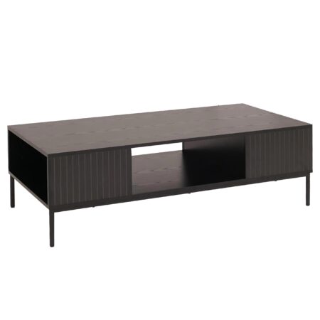 Couchtisch Tisch Sofatisch Beistelltisch Ablage Fächer MDF 39x120x60cm Holzoptik schwarz
