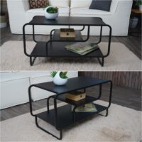 Couchtisch Wohnzimmertisch Industrial 3 Ablagen Metall 45x80x40cm schwarz