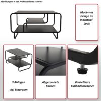 Couchtisch Wohnzimmertisch Industrial 3 Ablagen Metall 45x80x40cm weiss