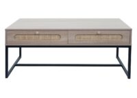 Couchtisch Wohnzimmertisch Beistelltisch Schublade Kubu Rattan Eiche-Optik
