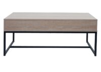 Couchtisch Wohnzimmertisch Beistelltisch Schublade Kubu Rattan Eiche-Optik