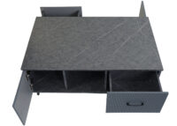 Couchtisch Beistelltisch Sofatisch Schubladen Türen 43x100x60cm Marmor-Optik grau
