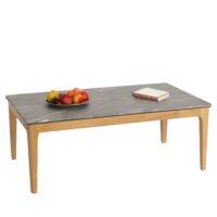 Couchtisch Beistelltisch Sofatisch HDF Laminat 46x120x70cm Marmoroptik helle Beine