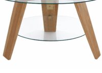 Couchtisch Beistelltisch Kaffeetisch Massivholz Glas rund Ø75cm Eiche
