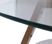 Couchtisch Beistelltisch Kaffeetisch Massivholz Glas rund Ø75cm Eiche