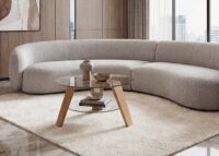 Couchtisch Beistelltisch Kaffeetisch Massivholz Glas rund Ø75cm Eiche