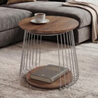 Couchtisch Beistelltisch Kaffeetisch Loungetisch Metall MDF rund Ø50cm braun