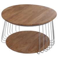 Couchtisch Beistelltisch Kaffeetisch Loungetisch Metall MDF rund Ø70cm braun