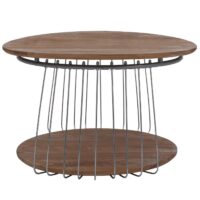 Couchtisch Beistelltisch Kaffeetisch Loungetisch Metall MDF rund Ø70cm braun