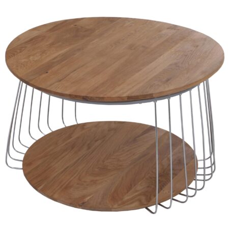 Couchtisch Beistelltisch Kaffeetisch Loungetisch Metall MDF rund Ø70cm braun