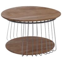 Couchtisch Beistelltisch Kaffeetisch Loungetisch Metall MDF rund Ø70cm braun