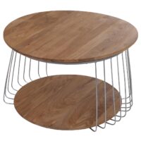Couchtisch Beistelltisch Kaffeetisch Loungetisch Metall MDF rund Ø70cm braun