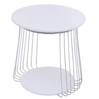 Couchtisch Beistelltisch Kaffeetisch Loungetisch Metall MDF rund Ø50cm weiss