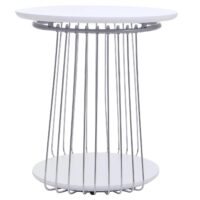 Couchtisch Beistelltisch Kaffeetisch Loungetisch Metall MDF rund Ø50cm weiss