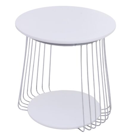 Couchtisch Beistelltisch Kaffeetisch Loungetisch Metall MDF rund Ø50cm weiss